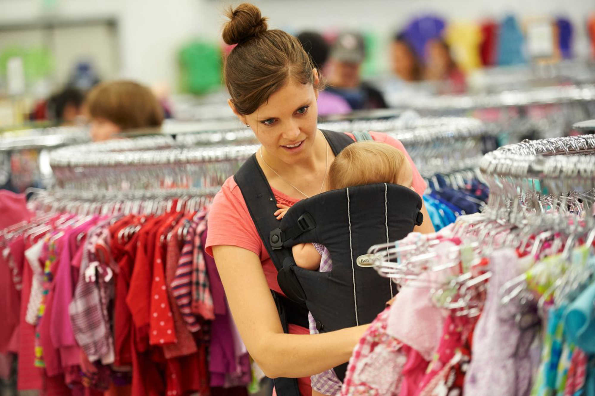 woman going through clothes