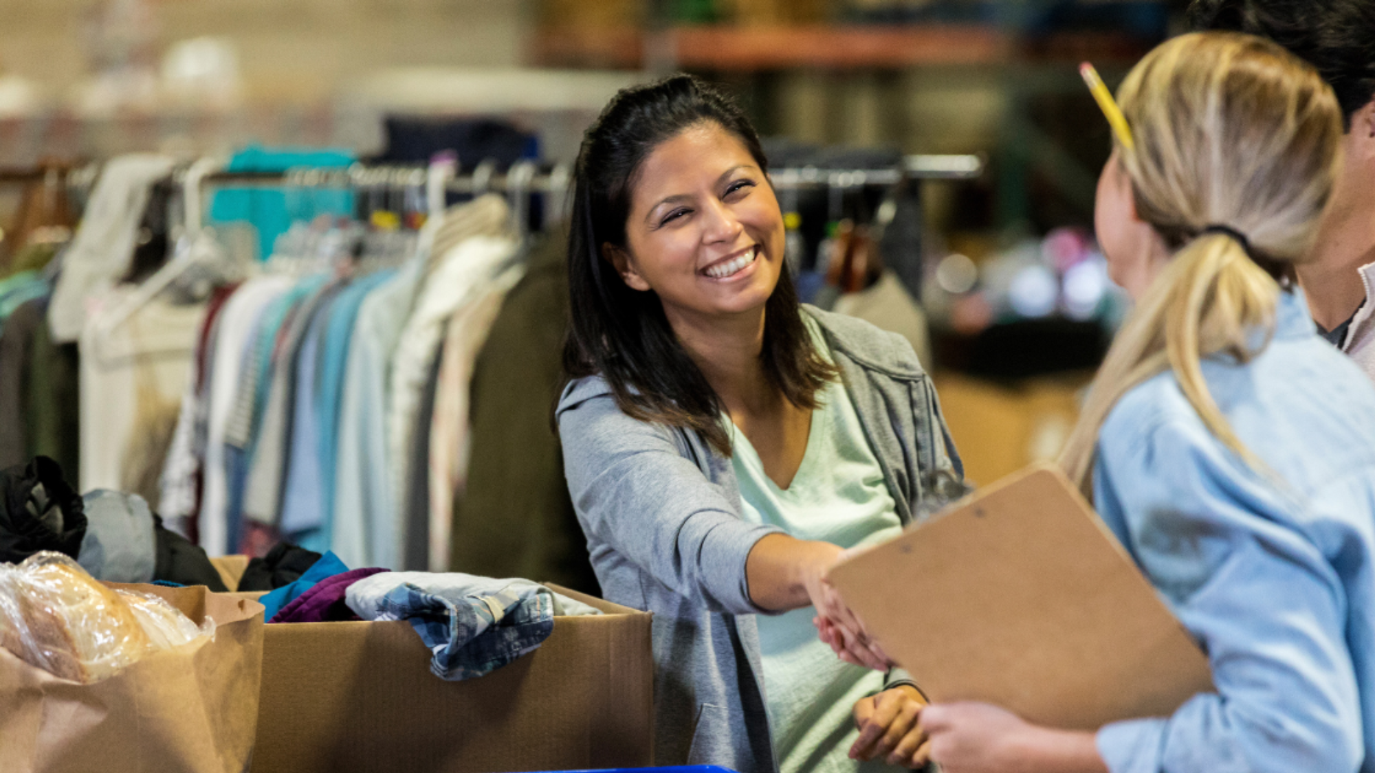 woman donating clothes